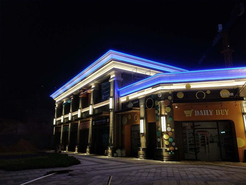 广西防城港夜景，洗墙灯灯具，线条灯灯具，RGB线条灯，