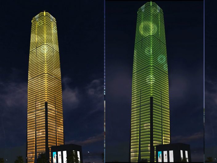 柳州·地王国际财富中心夜景照明，柳州亮化灯具，LED灯具厂家，线条灯厂家